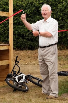 Harry Bruford opening skate park at Bodham, North Norfolk, UK