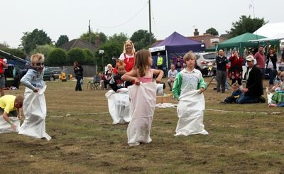 Sack Race at Bodham, North Norfolk, UK