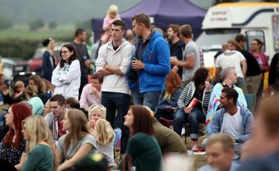 Crowds at Rock Bodham at Bodham, North Norfolk, UK