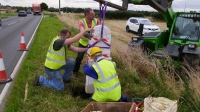 Bodham Milestone found and reinstated, Bodham, North Norfolk, UK