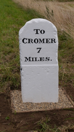 Bodham Milestone found and reinstated, Bodham, North Norfolk, UK