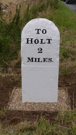 Bodham Milestone found and reinstated, Bodham, North Norfolk, UK