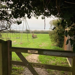 Bodham Playing Field view from side gate, Bodham, North Norfolk, UK