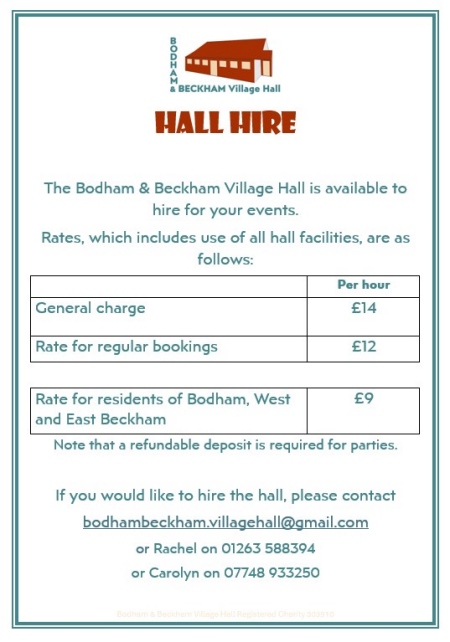 Bodham Hall Hire